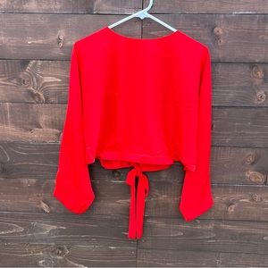 Revolve Superdown Liliana Red Long Sleeve Top